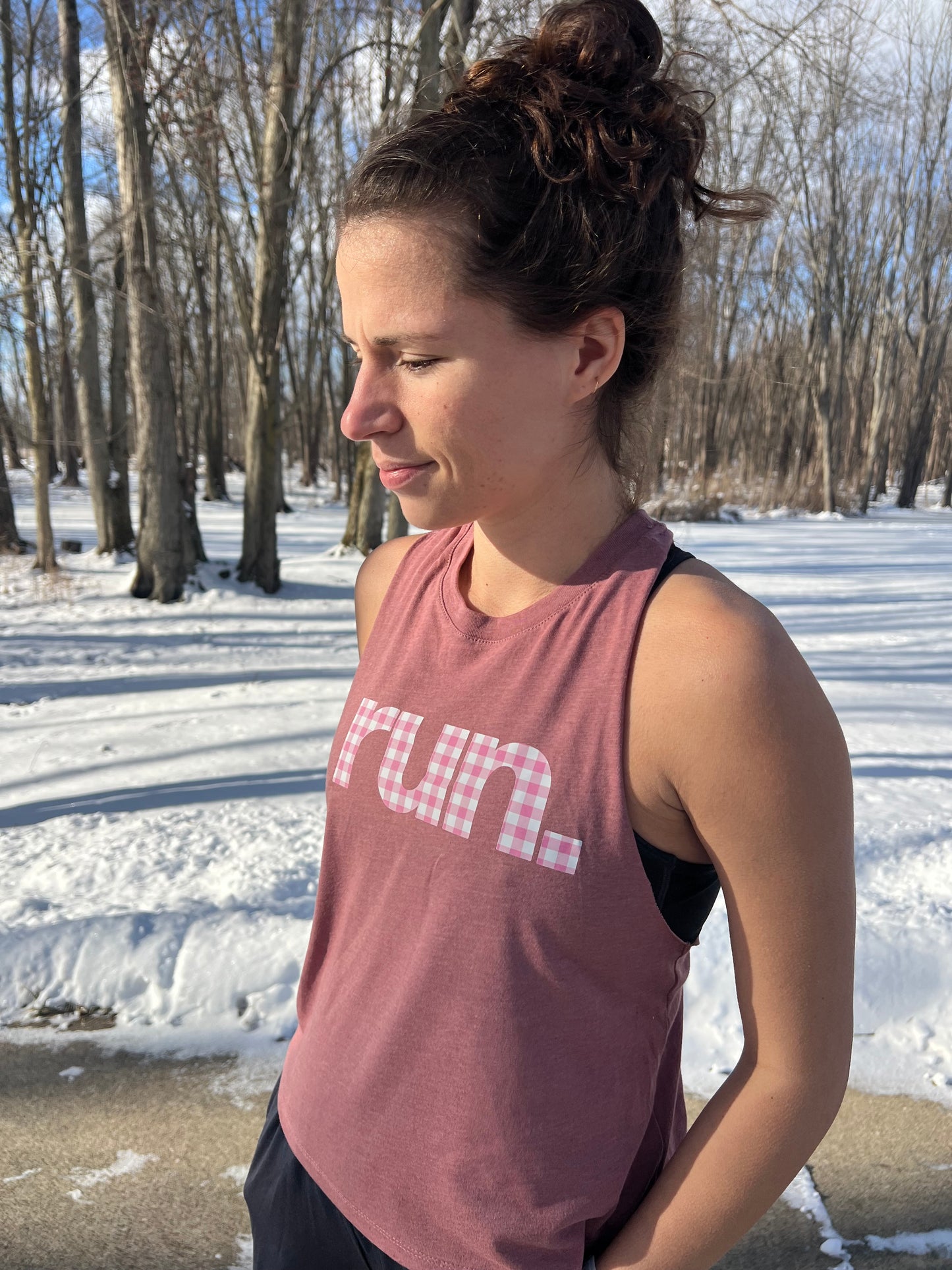 Rose Gingham Crop Tank