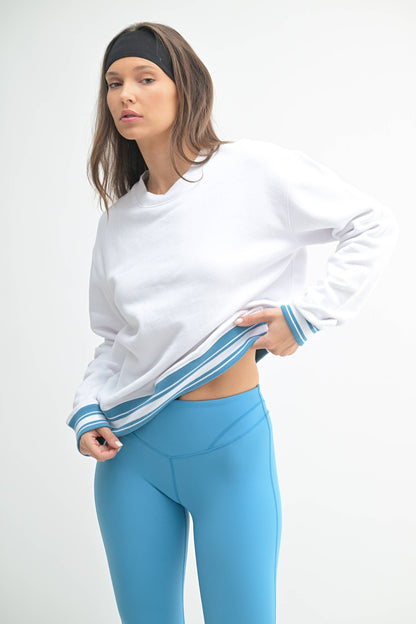 Contrast Cinch Cotton Sweatshirt (Final Sale)