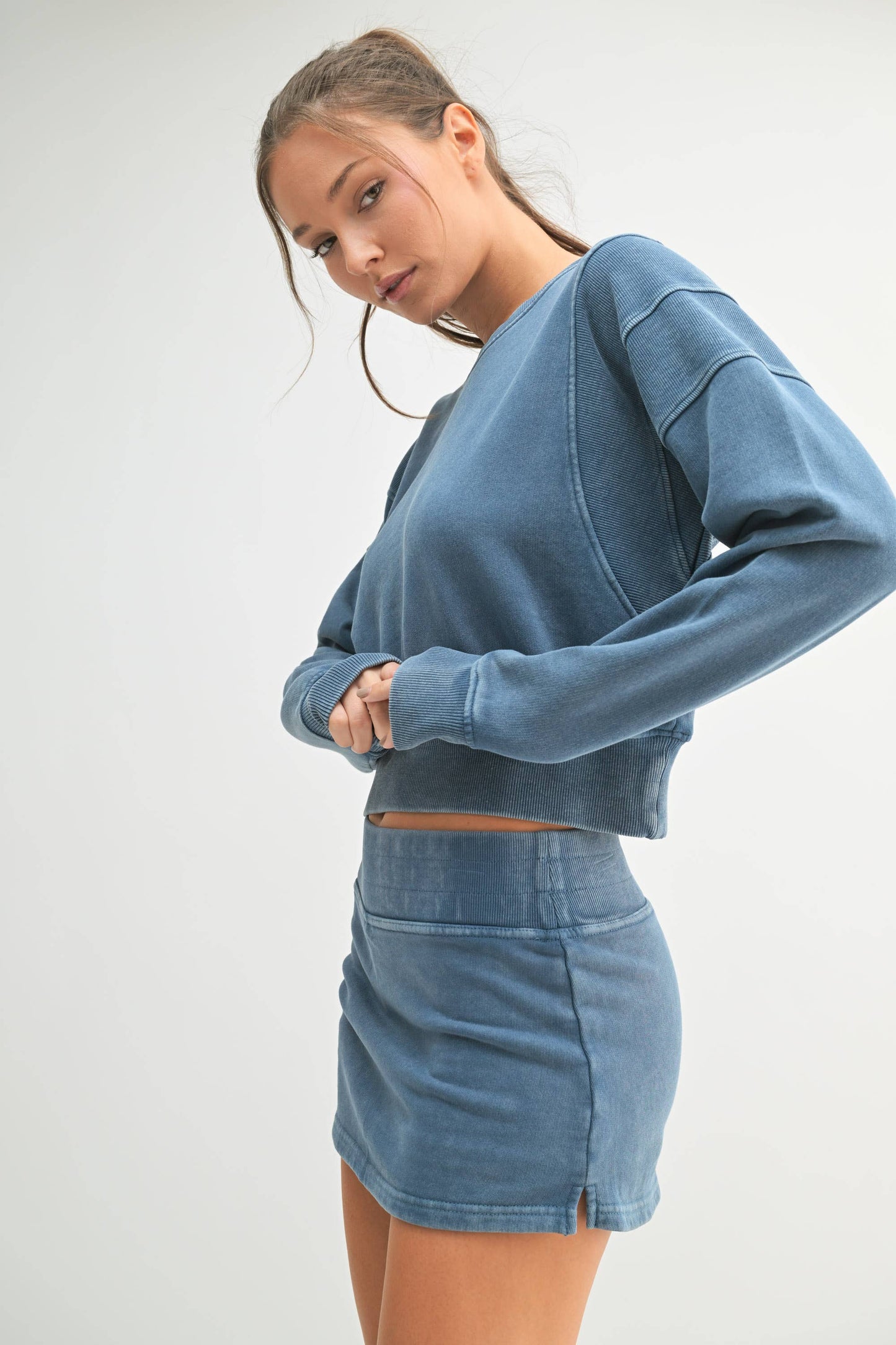 Mineral Wash Luxe Cropped Sweatshirt