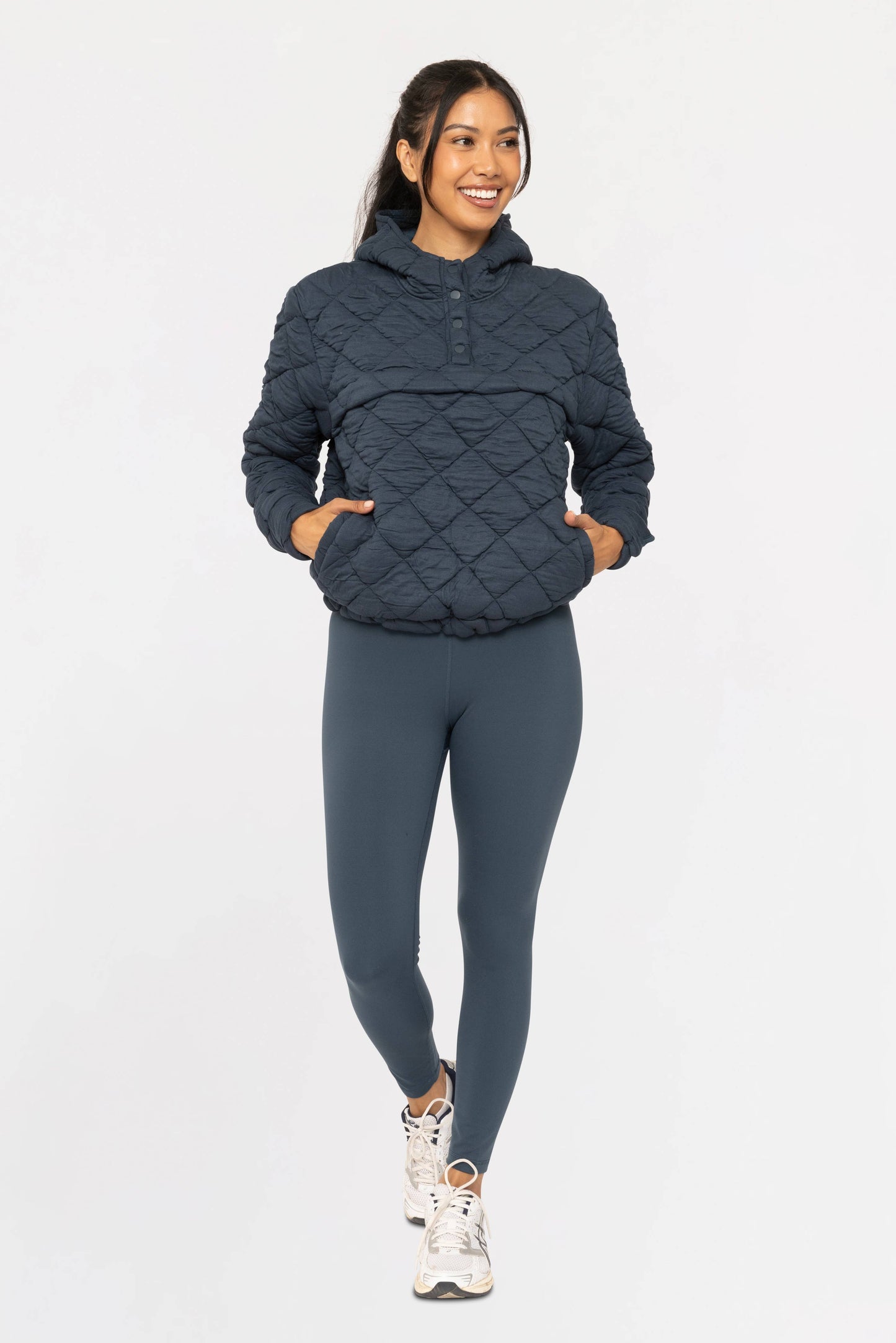 Quilted Fleece Pullover Hoodie