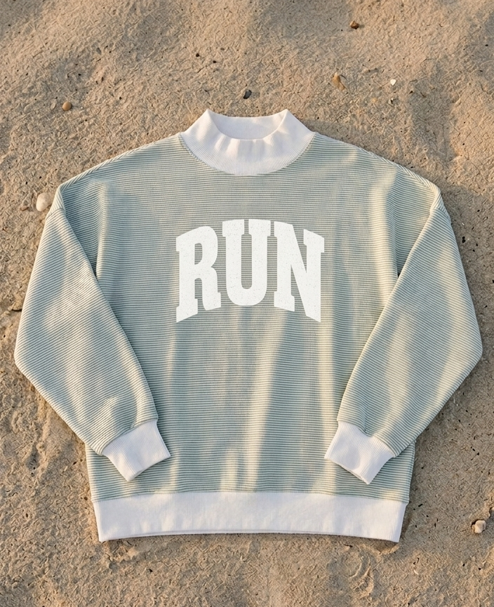 Run Striped Mock Neck Sweatshirt