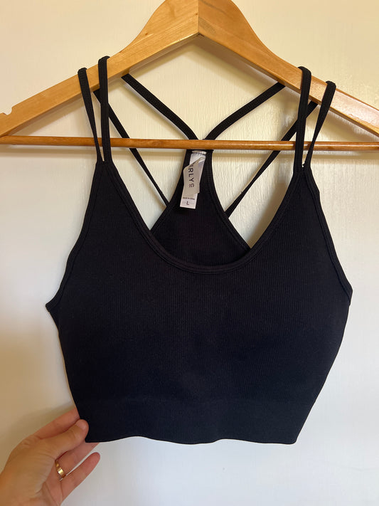 Size L Black Ribbed Bra