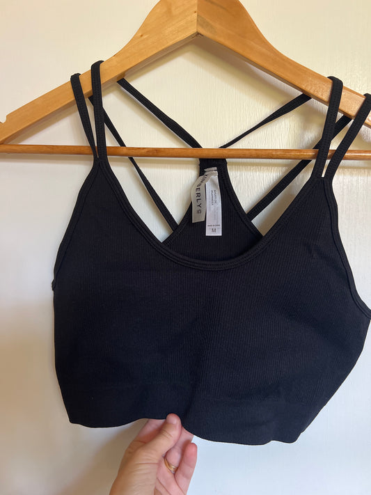 Size M Black Ribbed Bra