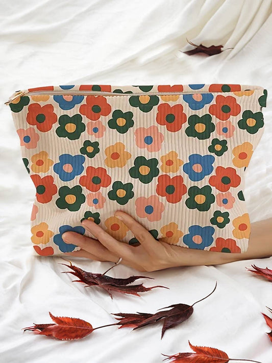 Flower Printed Accessory Bag