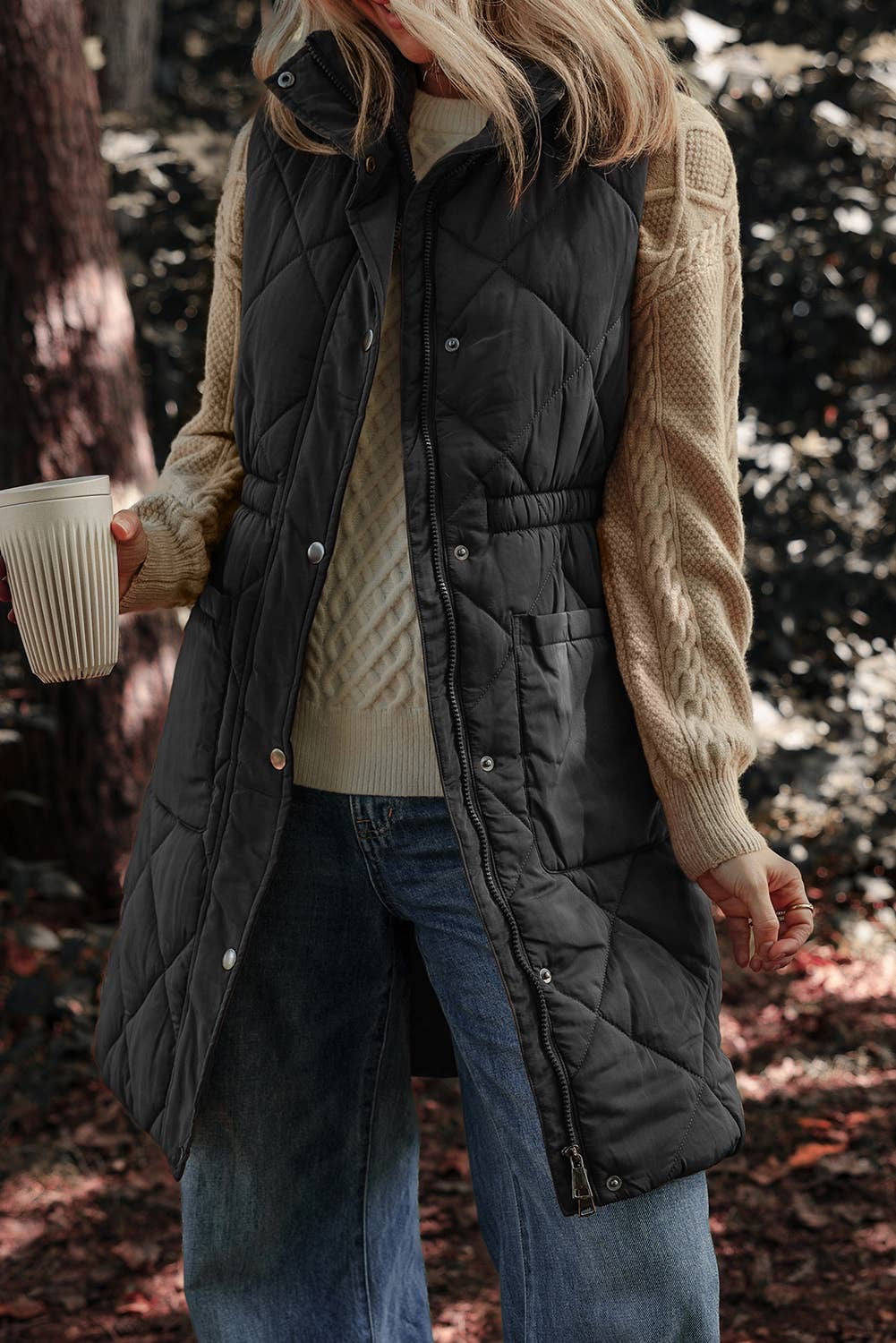 Longline Quilted Puffer Vest (Final Sale)