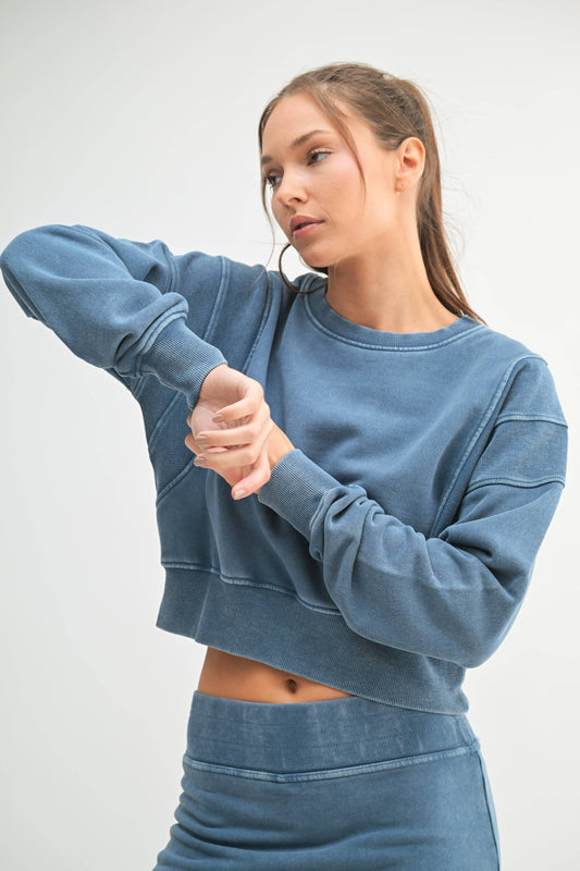 Mineral Wash Luxe Cropped Sweatshirt