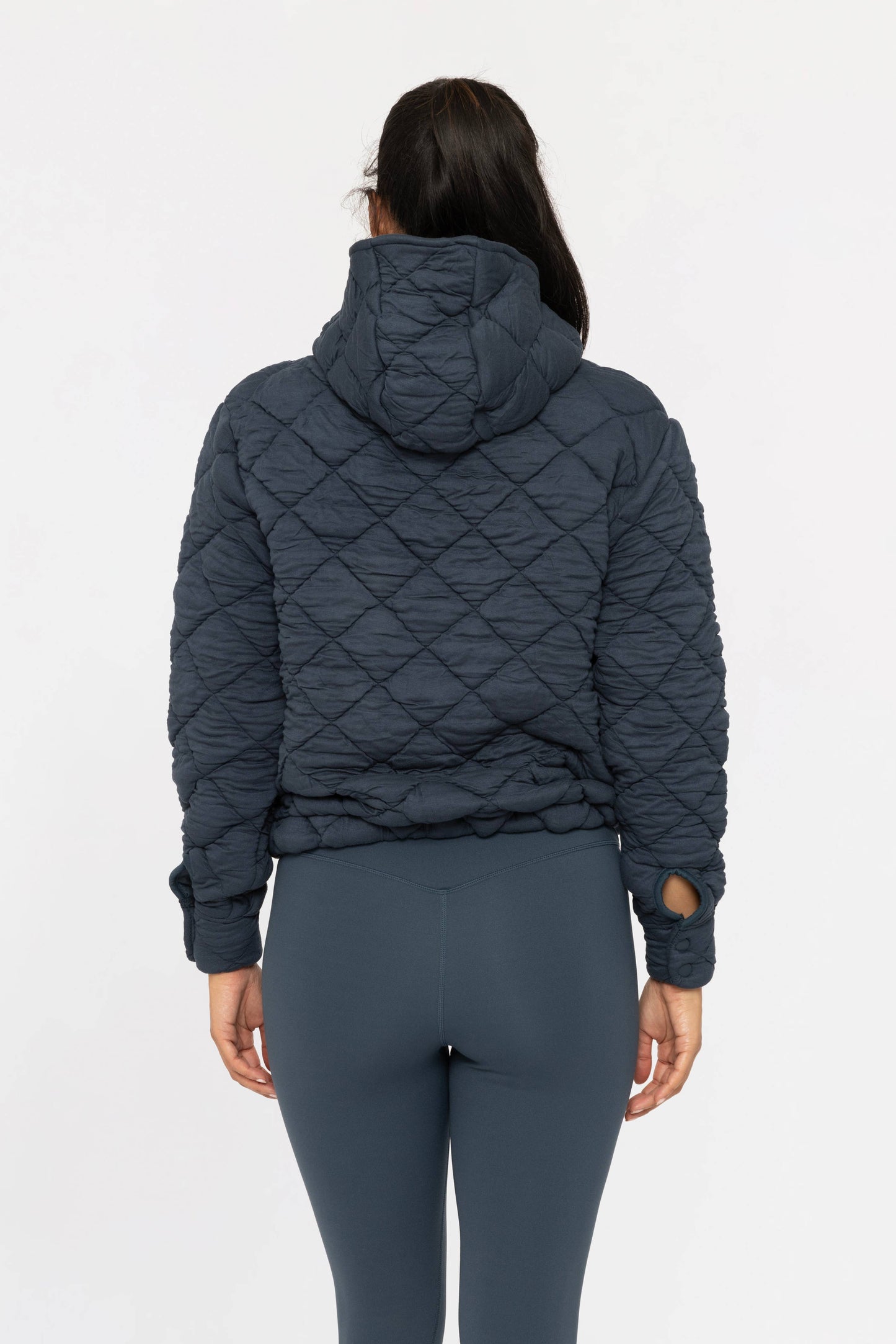 Quilted Fleece Pullover Hoodie